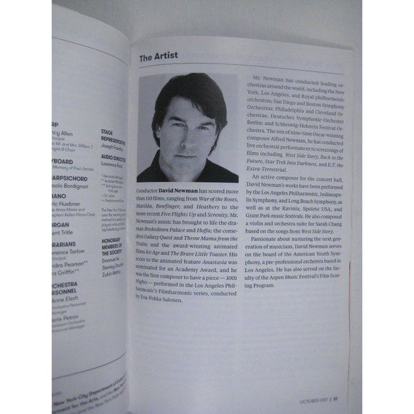 New York City Philharmonic Stagebill October 2017 Star Wars Lincoln Center - Picture 10 of 11